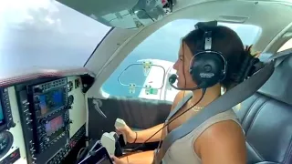  Student at flight controls in plane